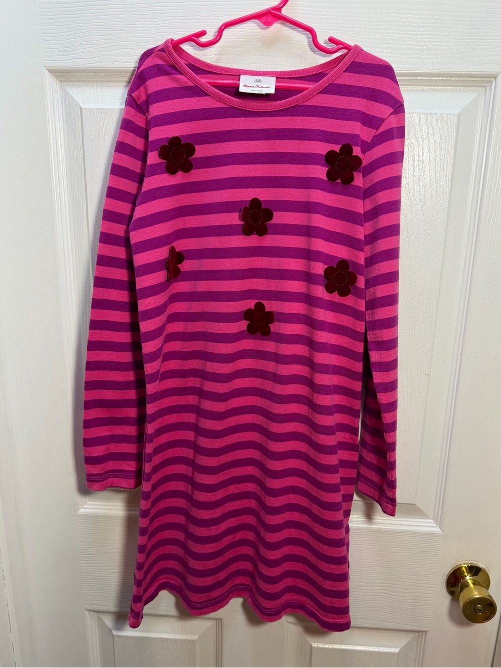 Hanna Andersson Pink & Magenta Striped Floral Appliqué Dress